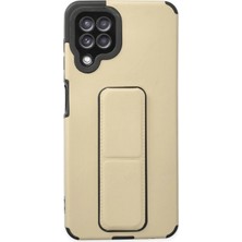 AK-SA-STR Newface Samsung Galaxy A22 Kılıf Mega Standlı Silikon - Gold