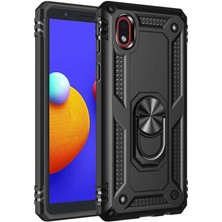 AK-SA-STR Newface Samsung Galaxy A01 Core Kılıf Sofya Yüzüklü Silikon Kapak - Siyah