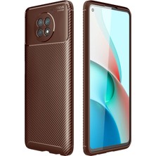 AK-SA-STR Newface Xiaomi Redmi Note 9 5g Kılıf Auto Focus Karbon Kapak - Kahverengi