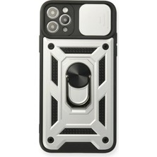 AK-SA-STR Newface Iphone 11 Pro Kılıf Pars Lens Yüzüklü Silikon - Gümüş