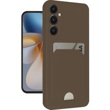 AK-SA-STR Newface Samsung Galaxy S24 Fe Kılıf Kelvin Kartvizitli Silikon - Kahverengi