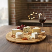 Hepta Collection Bambu Peynir ve Kesim Sunum Tahtası Yuvarlak 27,5cm*27,5cm*1,5cm - Ahşap Peynir, Kesme Tahtası ve Su