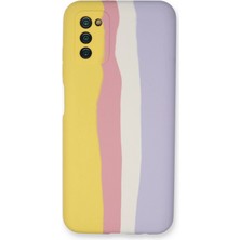 Celik Avm Newface Samsung Galaxy A03S Kılıf Ebruli Lansman Silikon - Sarı-Mavi