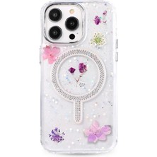 Celik Avm Newface Iphone 15 Pro Max Flower Magsafe Kapak - Mor