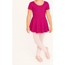 Ada Kostüm Kısa Kollu Etekli Full Lycra Coton Bale Mayosu-Çocuk