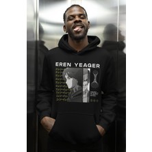 Sevbano Tasarım Eren Yeager Baskılı Unisex Oversize Attack On Titan Anime Karakter Hoodie