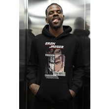 Sevbano Özel Tasarım Eren Yeager Baskılı Unisex Oversize Attack On Titan Anime Karakter Hoodie