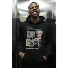 Sevbano One Piece Roronoa Zoro Baskılı Unisex Oversize Anime Karakter Hoodie