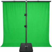 AZT 200X200CM 2X2MT Tutucu Pvc Background Backdrop Çekim Standı T Stand Bar + Yeşil Green Fon Perdesi
