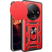 Newface Xiaomi Redmi A3 4g Kılıf Pars Lens Yüzüklü Silikon - Kırmızı