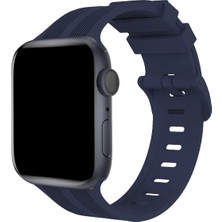 Tbl Dekor Newface Apple Watch 38MM KR408 Çizgili Silikon Kordon - Lacivert