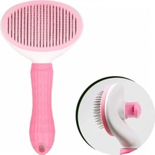 MiraLive Kedi Köpek Tüy Toplayıcı Kendini Temizleyebilen Ergonomik Saplı Evcil Hayvan Tarağı Pembe (4887)