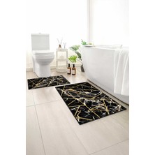 Monnhein 2 Li Banyo Paspası, Yumuşak Banyo Halısı, Kaymaz Tabanlı, Yıkanabilir - 60X100 - 50 X60