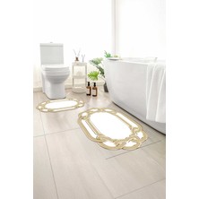 Monnhein 2 Li Banyo Paspası, Yumuşak Banyo Halısı, Kaymaz Tabanlı, Yıkanabilir - 60X100 - 50 X60