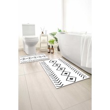 Monnhein 2 Li Banyo Paspası, Yumuşak Banyo Halısı, Kaymaz Tabanlı, Yıkanabilir - 60X100 - 50 X60