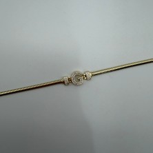 Mare Accessories Gold Taşlı G Harf Detaylı Bileklik