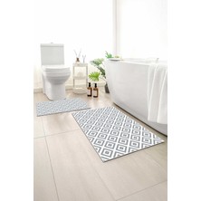 Monnhein 2 Li Banyo Paspası, Yumuşak Banyo Halısı, Kaymaz Tabanlı, Yıkanabilir - 60X100 - 50 X60