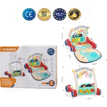 Globomart 3in1 Piyanolu Işıklı Oyun Halısı - Oyun Matı & Yürüme Arkadaşı & Eğitici Sesli Müzikli Bebek Aktivite Oyuncakları & Yürüteç Premium Seri