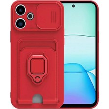 Newface Xiaomi Redmi 13 4g Kılıf Zuma Kartvizitli Yüzüklü Silikon - Kırmızı