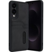 Newface Samsung Galaxy S25 Edge Sara Kartvizitli Deri Kılıf - Siyah