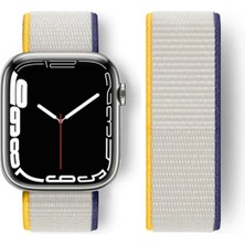 Celik Avm Newface Apple Watch 38MM Hasırlı Cırtcırtlı Kordon - Sarı-Beyaz
