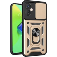 Newface Infinix Hot 30 4g Kılıf Pars Lens Yüzüklü Silikon - Gold