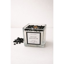 Lumin İstanbul Ocean Obsıdıan | Koruyucu Obsidyen Doğal Taşlı Mum | Ferah & Okyanus | Premium Okyanus Kokusu %100 Soya Wax
