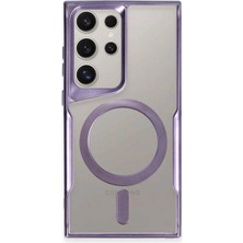 Newface Samsung Galaxy S24 Ultra Kılıf Boyi Magsafe Silikon Kapak - Derin Mor