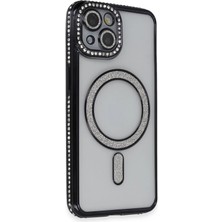 AK-SA-STR Newface Iphone 14 Kılıf Joke Simli Magneticsafe Kılıf - Siyah