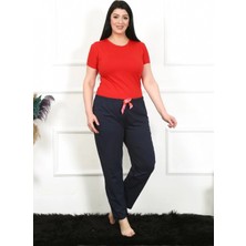 MiraLive Miray- Kadın Pamuklu Büyük Beden Alt Pijama Lacivert