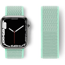 AK-SA-STR Newface Apple Watch 42MM Hasırlı Cırtcırtlı Kordon - Turkuaz