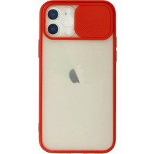 Newface Iphone 12 Kılıf Palm Buzlu Kamera Sürgülü Silikon - Kırmızı