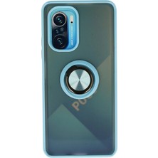 AK-SA-STR Newface Xiaomi Redmi K40 Kılıf Montreal Yüzüklü Silikon Kapak - Buz Mavi