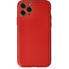 AK-SA-STR Newface Iphone 11 Pro Max Kılıf Coco Deri Silikon Kapak - Kırmızı