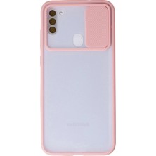 AK-SA-STR Newface Samsung Galaxy A11 Kılıf Palm Buzlu Kamera Sürgülü Silikon - Pembe