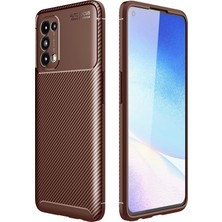 AK-SA-STR Newface Oppo Reno 5 Kılıf Auto Focus Karbon Kapak - Kahverengi