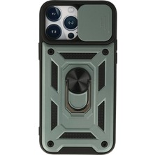 AK-SA-STR Newface Iphone 13 Pro Kılıf Pars Lens Yüzüklü Silikon - Yeşil