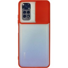 AK-SA-STR Newface Xiaomi Redmi Note 11 Kılıf Palm Buzlu Kamera Sürgülü Silikon - Kırmızı