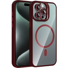 AK-SA-STR Joko Apple Iphone 14 Pro Max Remim Lensli Magsafe Standlı Kapak - Bordo