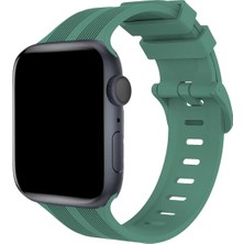 AK-SA-STR Newface Apple Watch 38MM KR408 Çizgili Silikon Kordon - Yeşil