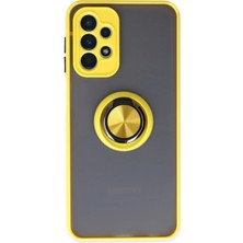 AK-SA-STR Newface Samsung Galaxy A23 4g Kılıf Montreal Yüzüklü Silikon Kapak - Sarı