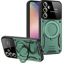 AK-SA-STR Newface Samsung Galaxy S24 Fe Kılıf Joy Lens Standlı Kapak - Koyu Yeşil