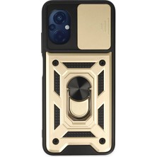 AK-SA-STR Newface Xiaomi Poco M5 Kılıf Pars Lens Yüzüklü Silikon - Gold