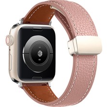 AK-SA-STR Newface Apple Watch 42MM KR414 Daks Deri Kordon - Pembe