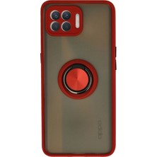 Newface Oppo Reno 4 Lite Kılıf Montreal Yüzüklü Silikon Kapak - Kırmızı