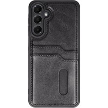 AK-SA-STR Newface Samsung Galaxy A35 5g Kılıf Sara Kartvizitli Deri Kılıf - Siyah