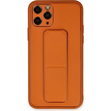AK-SA-STR Newface Iphone 11 Pro Kılıf Coco Deri Standlı Kapak - Turuncu
