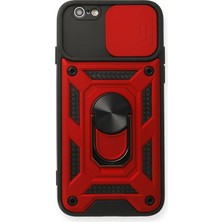 AK-SA-STR Newface Iphone 6 Kılıf Pars Lens Yüzüklü Silikon - Kırmızı