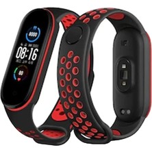 AK-SA-STR Newface Xiaomi Mi Band 4 Spor Delikli Kordon - Siyah-Kırmızı