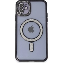 Newface Iphone 11 Kılıf Joke Simli Magneticsafe Kılıf - Siyah